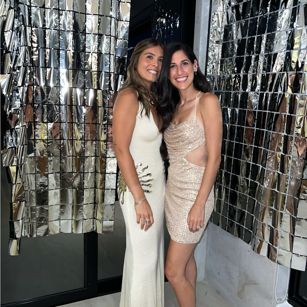 Meshki Cream and Gold Backless Dress
